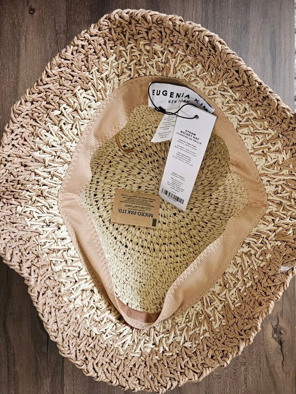 Eugenia Kim New York Designer Fitted Cute Bailey Natural Ombre Straw Bucket Hat